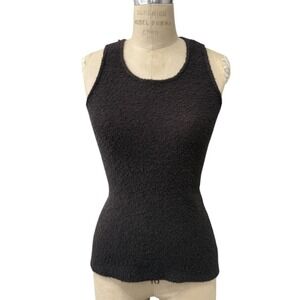 Calvin Klein Collection 100% Cashmere Textured Knit Tank Top Womens Dark Brown